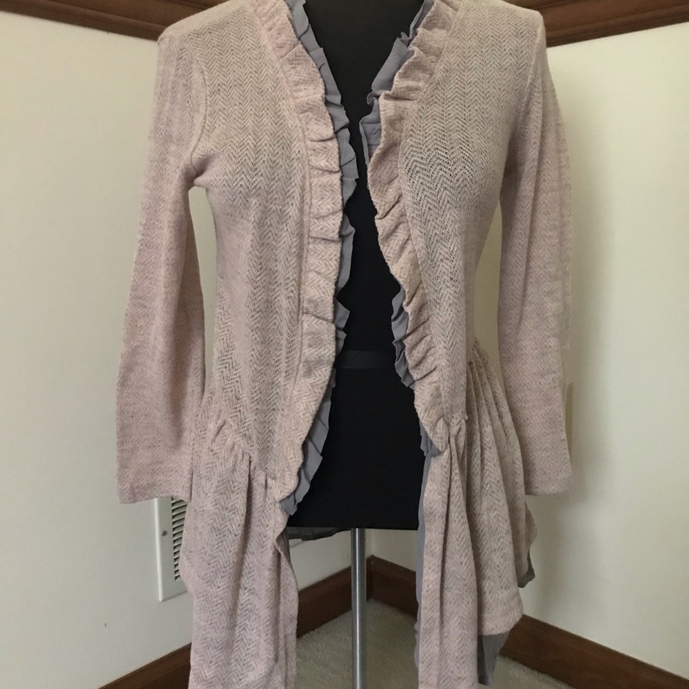 Pins and Needles long pink and gray cardigan